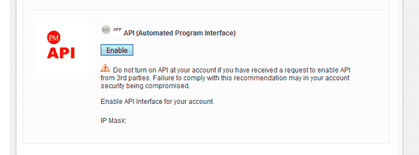 HYIP Manager Pro - Enable Perfect Money Automated Program Interface (API)